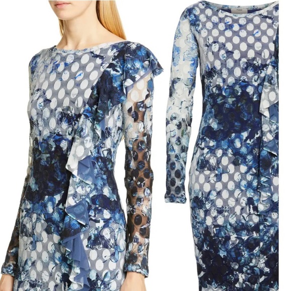 Fuzzi By Jean Paul Gaultier Abstract Dot Ruffle Detail Dress NWT $695 Si… - Picture 3 of 16